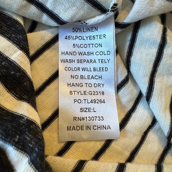 Umgee Top Large White Black Striped Linen Blend Sleeveless Loose Fit - Picture 6 of 9